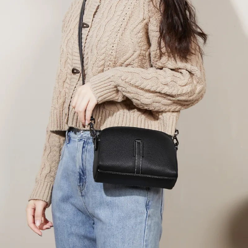 KAISER Cow Leather Shoulder Bag Regular Women's Black/Blue/Green/Burgundy/Milk Tea Brown-1