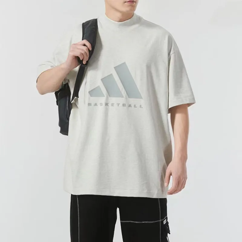 Adidas T Shirt Unisex Light Gray+Necklace-3