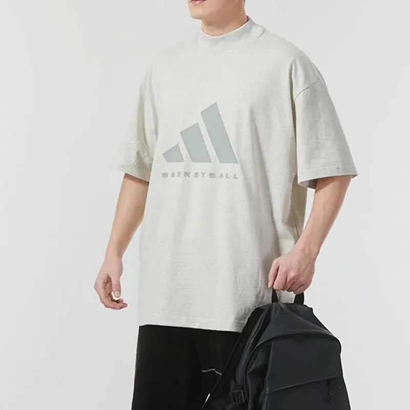 Adidas T Shirt Unisex Light Gray+Necklace-4