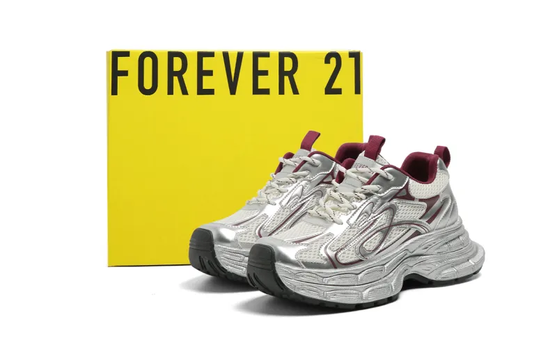 FOREVER 21 Low Top Chunky Sneakers Women's Burgundy-1