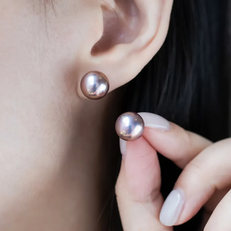 AKOYA Freshwater Pearl Stud Earrings Unisex-5