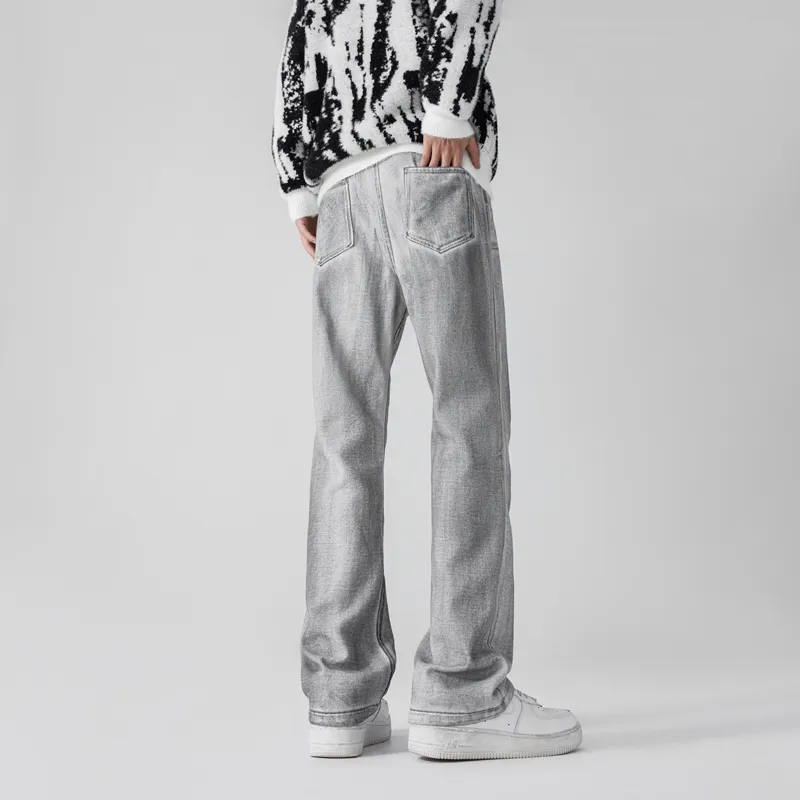 PEIMENG Jeans Unisex White Gray-5
