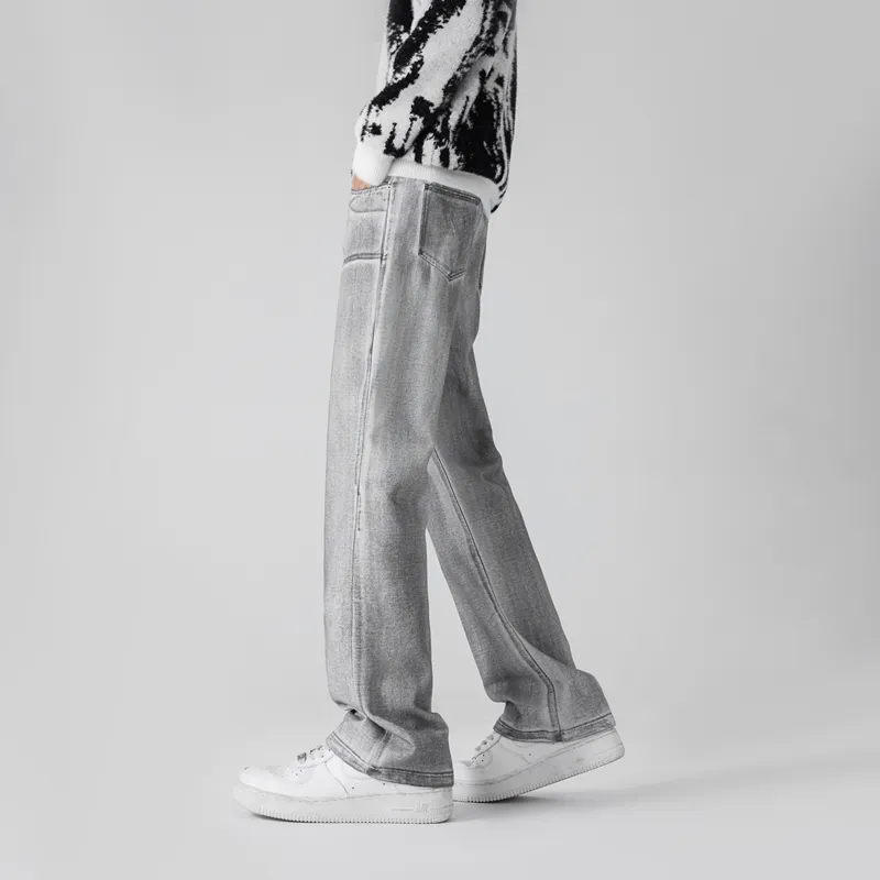 PEIMENG Jeans Unisex White Gray-3