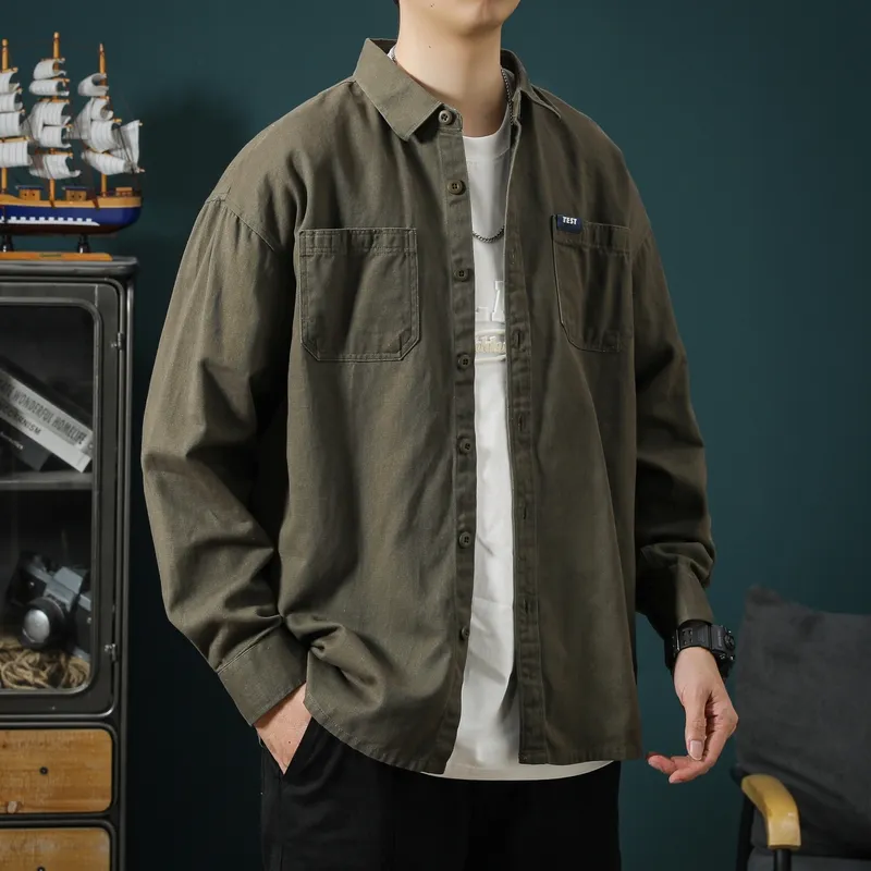 TESTUNG Fashion Minimalist Style 100% Cotton Skin Friendly Square Collar Single Breasted Everyday Commute Shirt Unisex-16