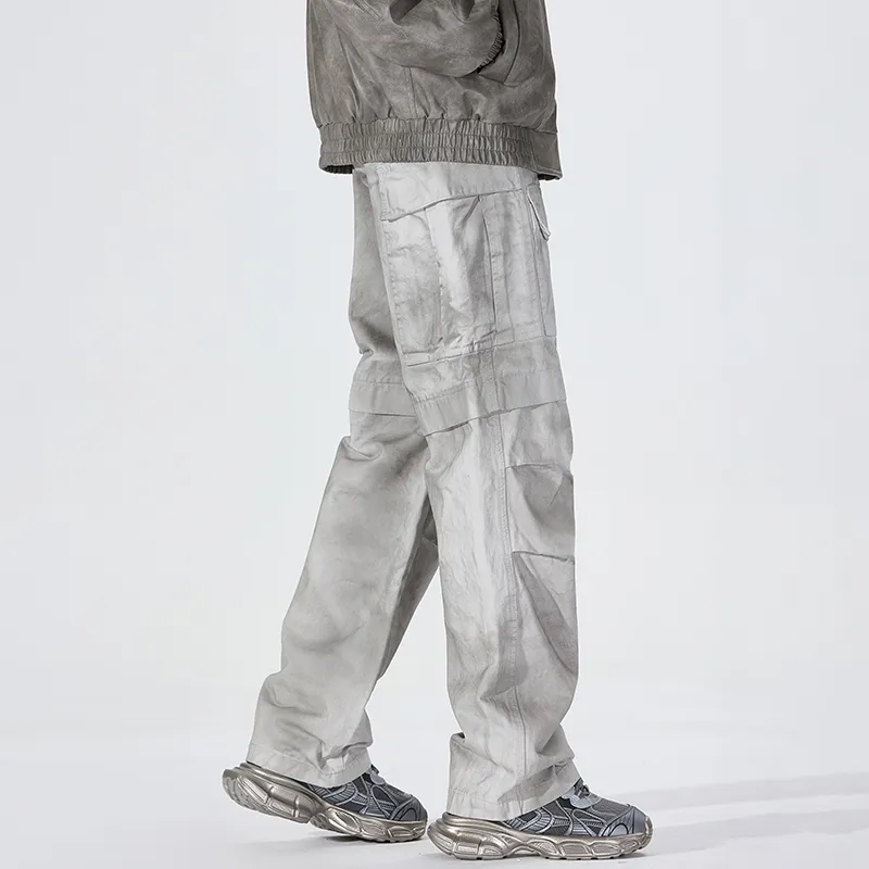 PEIMENG Cargo Pants Unisex Light Gray-6