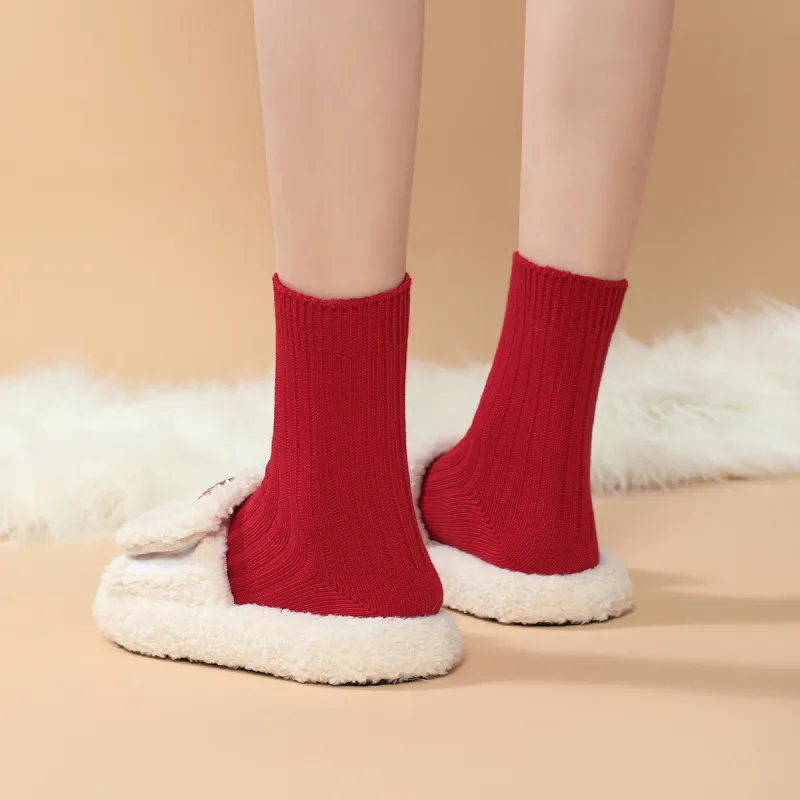 JUNEROSE Mid Calf Socks Women's 3 Pack Red-3