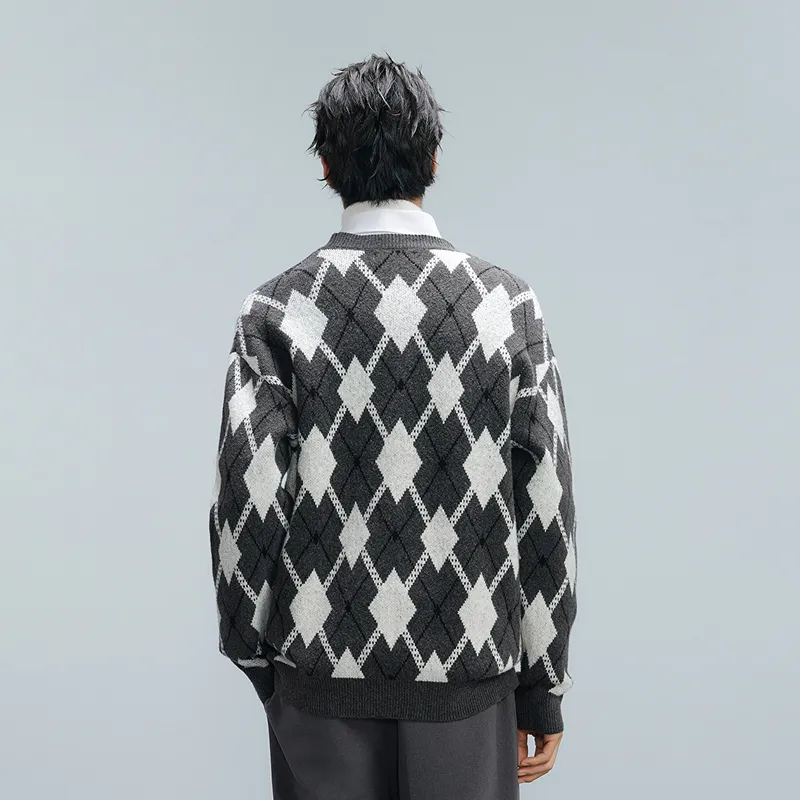 GXG Knitwear Men's Gray White Plaid-2