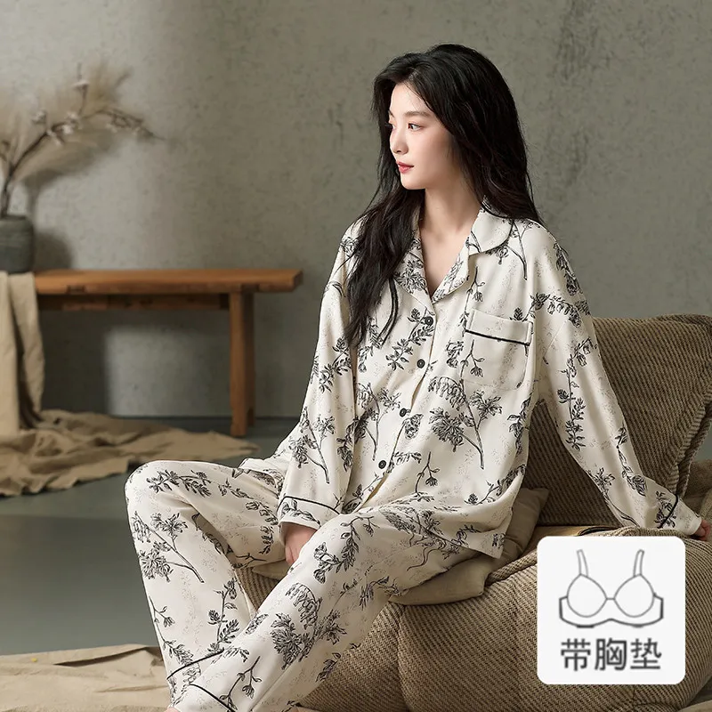 Ordifen Pajama Set Women's White Floral-2