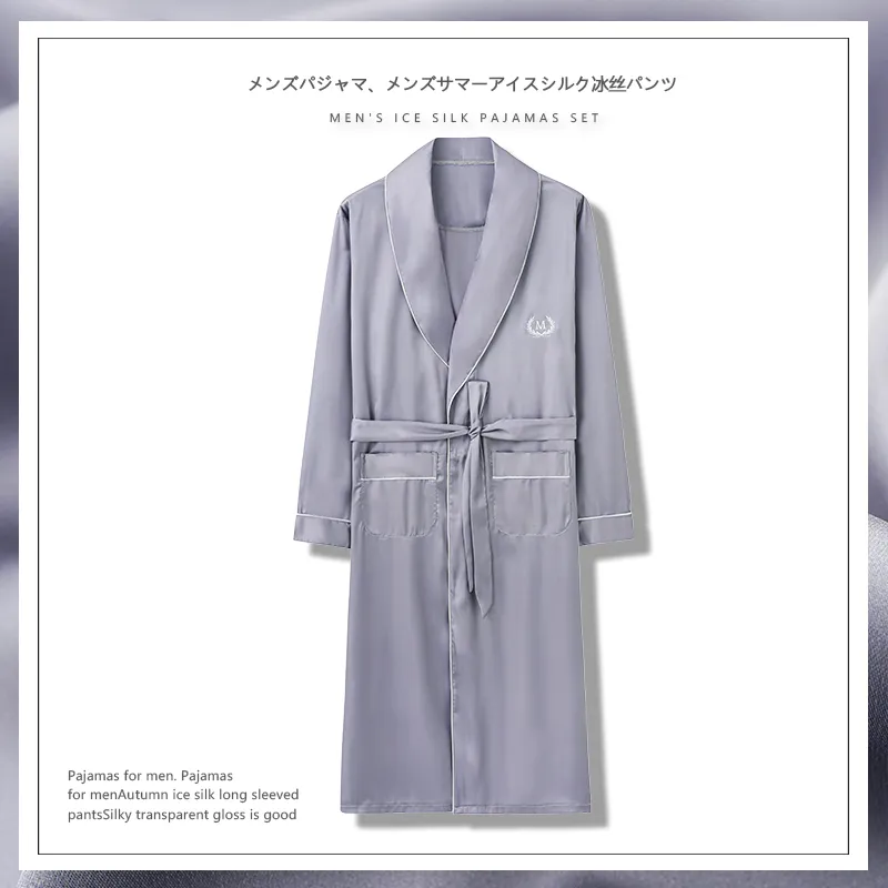 Ordifen Pajama Robe Men's Silver-3