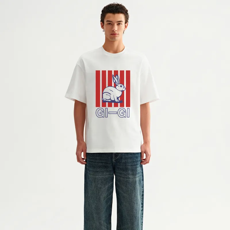 H.V.G.A T Shirts Unisex White Lucky Rabbit-5