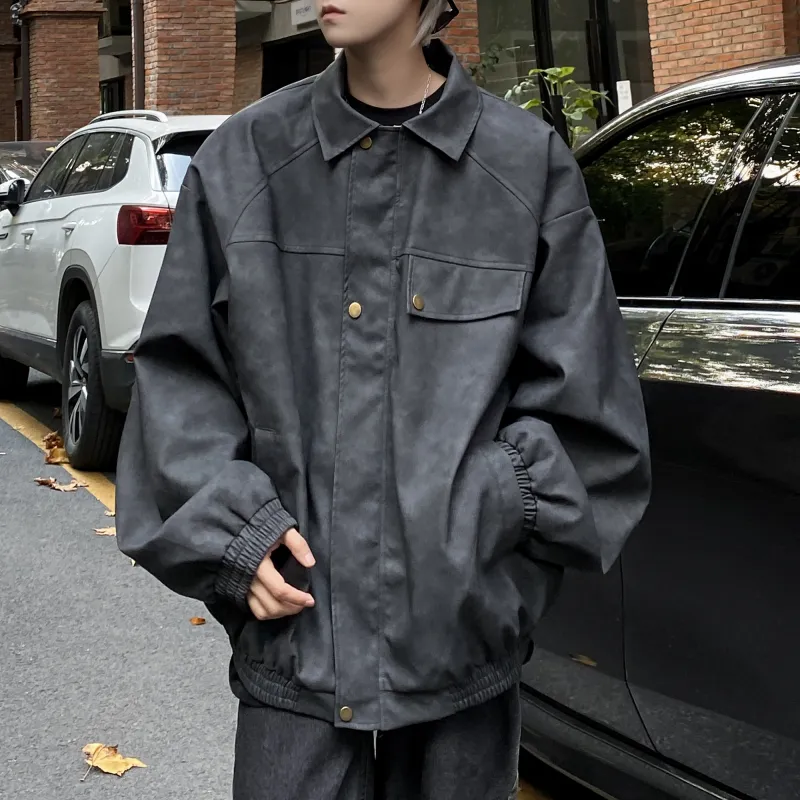 H.V.G.A Leather Jacket Unisex Gray Green-2