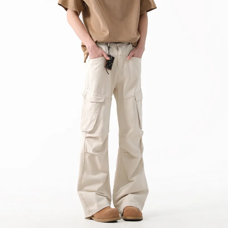 H.V.G.A Cargo Pants Unisex Beige Apricot-7