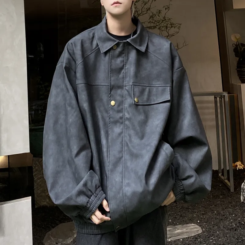H.V.G.A Leather Jacket Unisex Gray Green-3