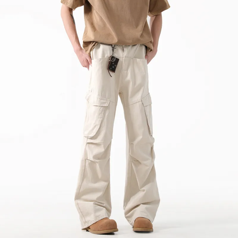 H.V.G.A Cargo Pants Unisex Beige Apricot-4