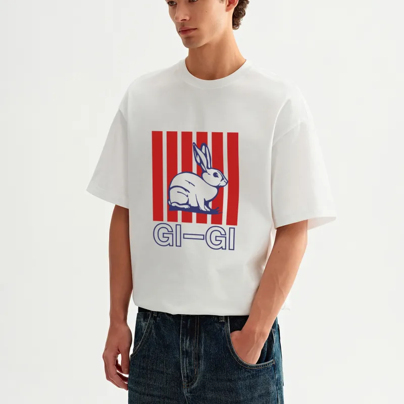 H.V.G.A T Shirts Unisex White Lucky Rabbit-2