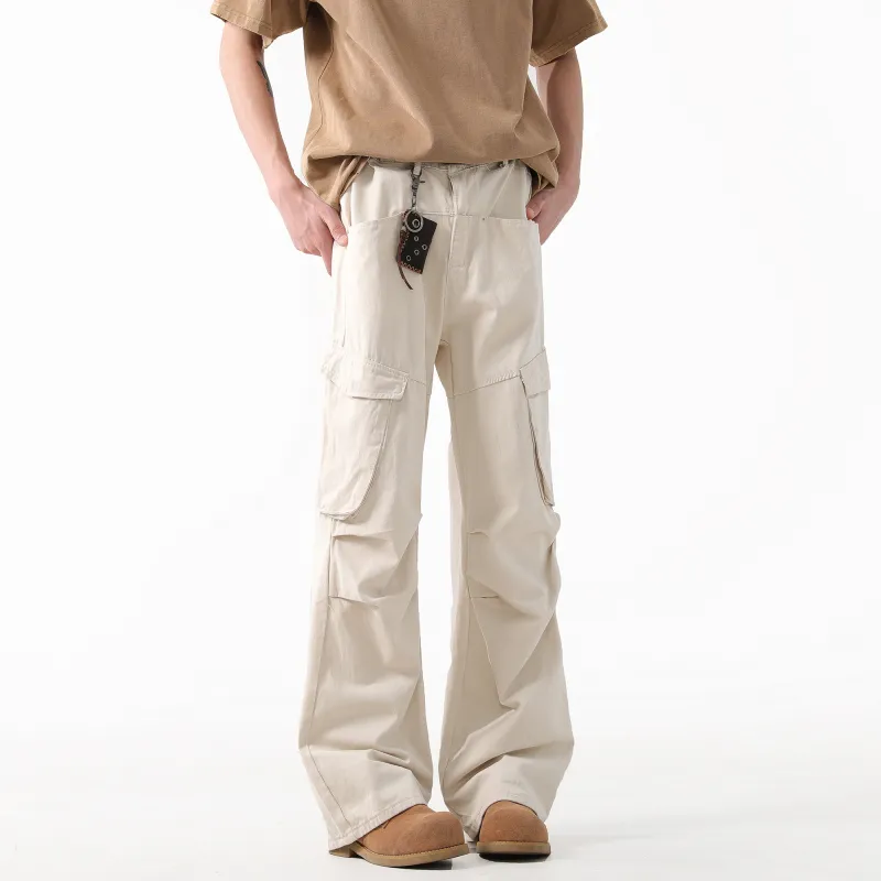 H.V.G.A Cargo Pants Unisex Beige Apricot-6