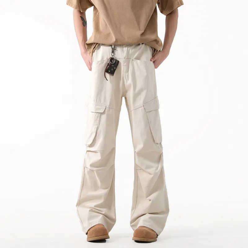 H.V.G.A Cargo Pants Unisex Beige Apricot-2