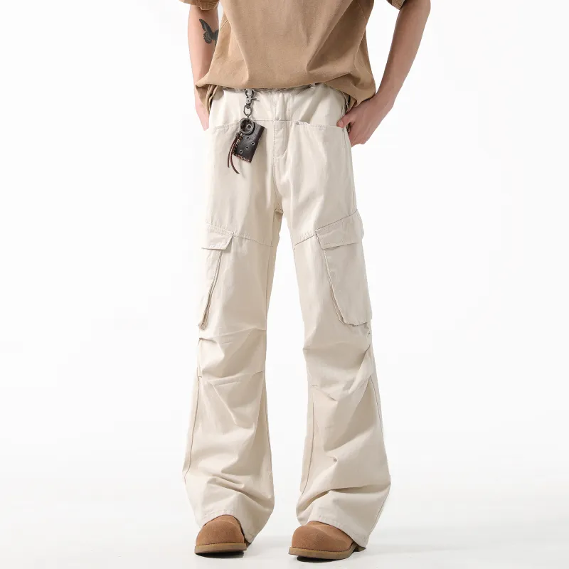 H.V.G.A Cargo Pants Unisex Beige Apricot-3