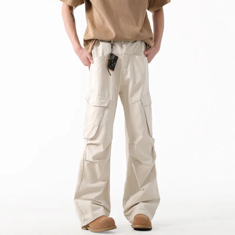 H.V.G.A Cargo Pants Unisex Beige Apricot-5