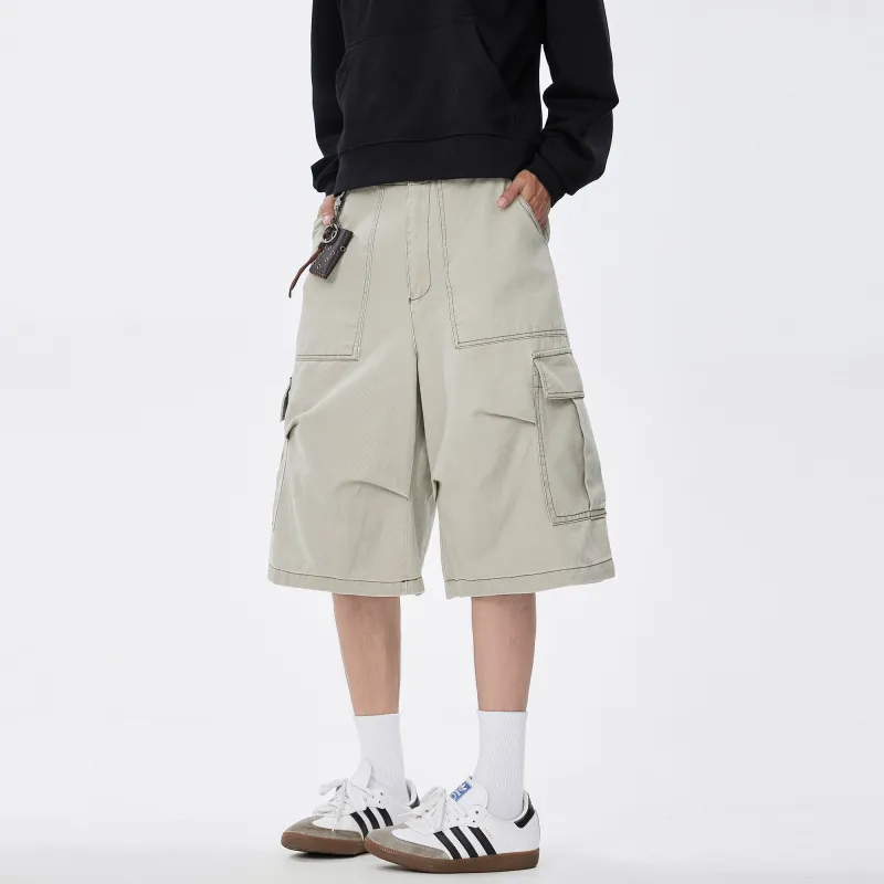 H.V.G.A Cargo Shorts Unisex Ivory White-3