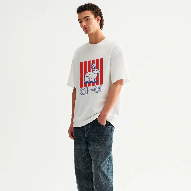 H.V.G.A T Shirts Unisex White Lucky Rabbit-4