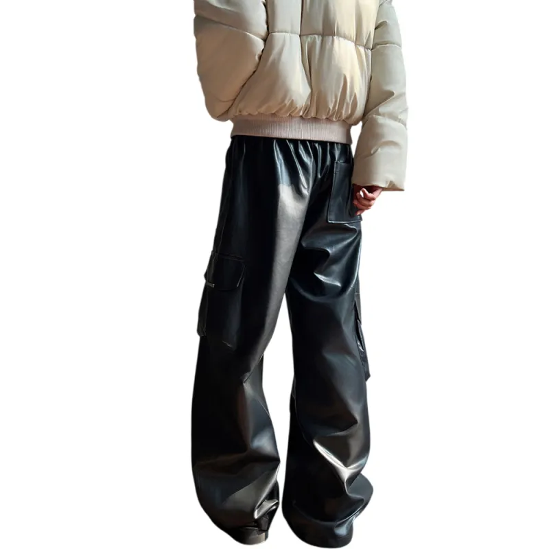 WELTER EXPERIMENT Leather Pants Unisex Black-8