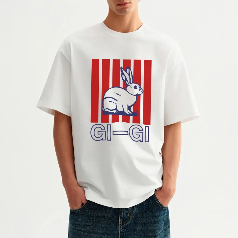 H.V.G.A T Shirts Unisex White Lucky Rabbit-6
