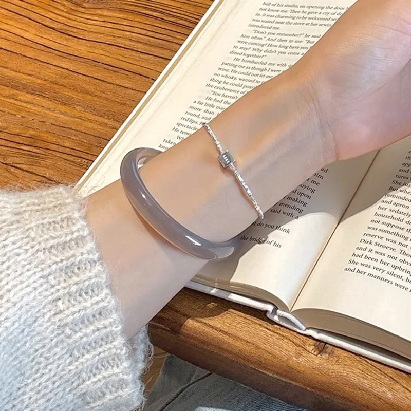 Moon Jewelry Natural Agate Jade Bangles Women's-6