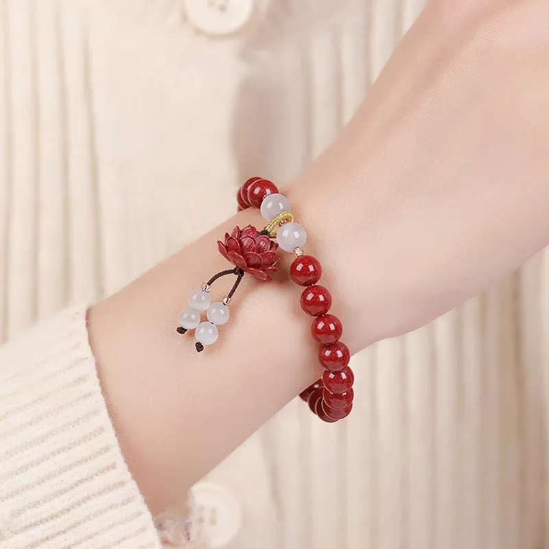 Moon Jewelry Reconstructed Cinnabar Bracelets Women's-1