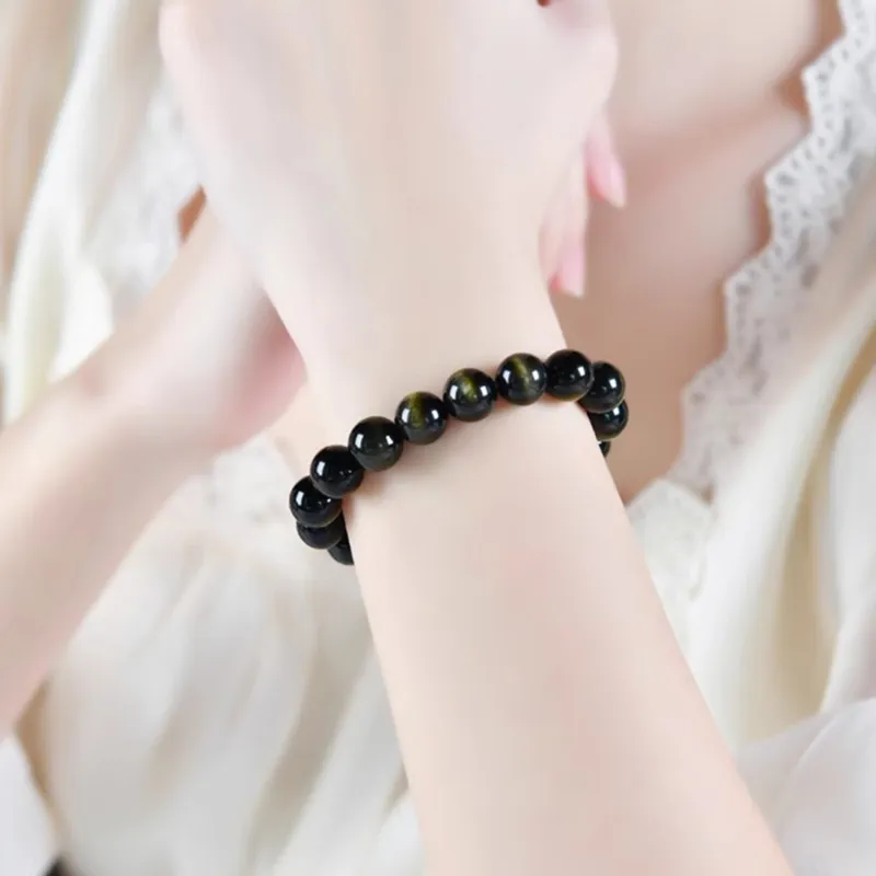 Moon Jewelry Natural Obsidian Bracelets Unisex-2