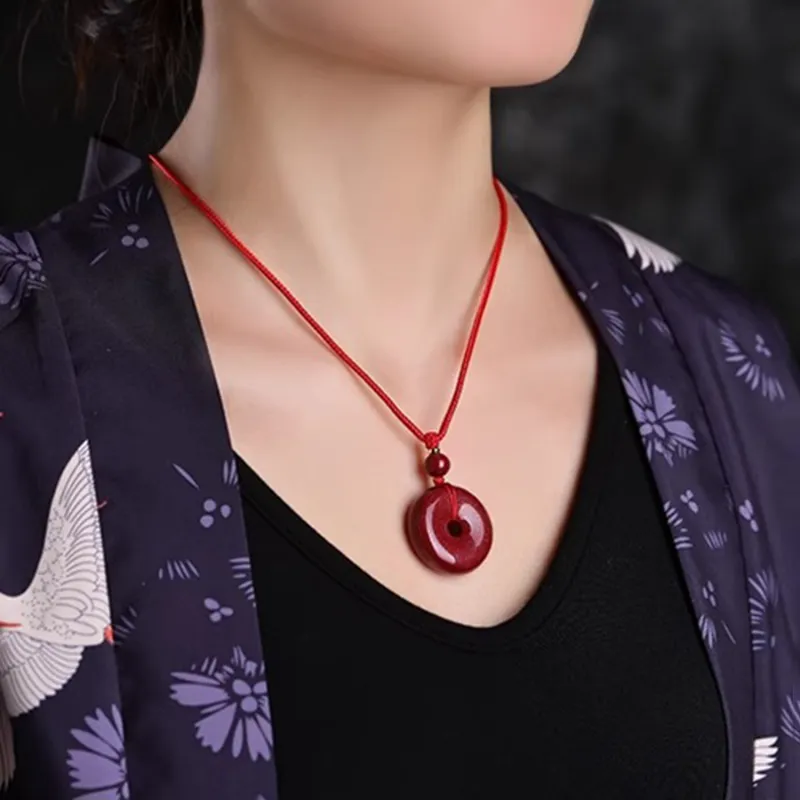 Moon Jewelry Reconstructed Cinnabar Necklaces Unisex-38
