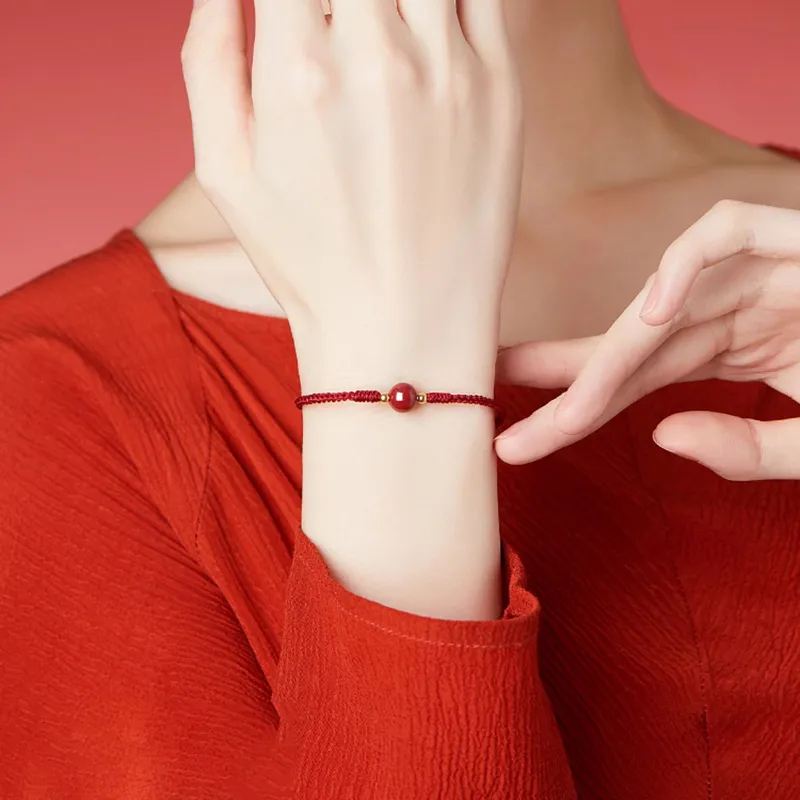 Moon Jewelry Reconstructed Cinnabar Jade Hand Rubbed Unisex-3
