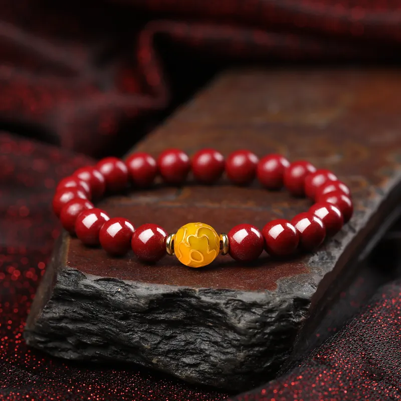 Moon Jewelry Reconstructed Cinnabar Bracelets Unisex-31