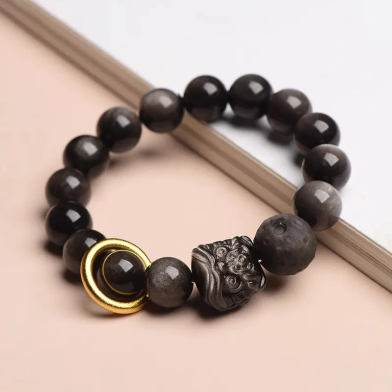 Moon Jewelry Obsidian Bracelets Unisex-8