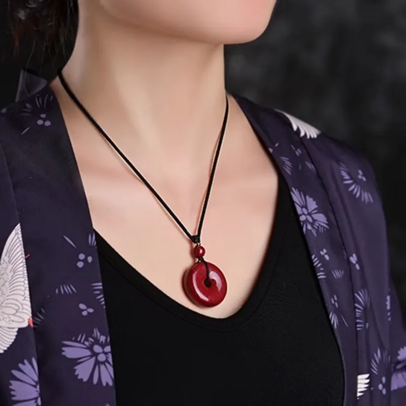 Moon Jewelry Reconstructed Cinnabar Necklaces Unisex-35