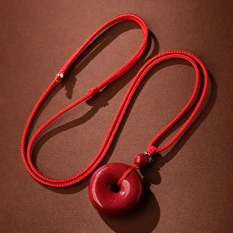 Moon Jewelry Reconstructed Cinnabar Necklaces Unisex-46