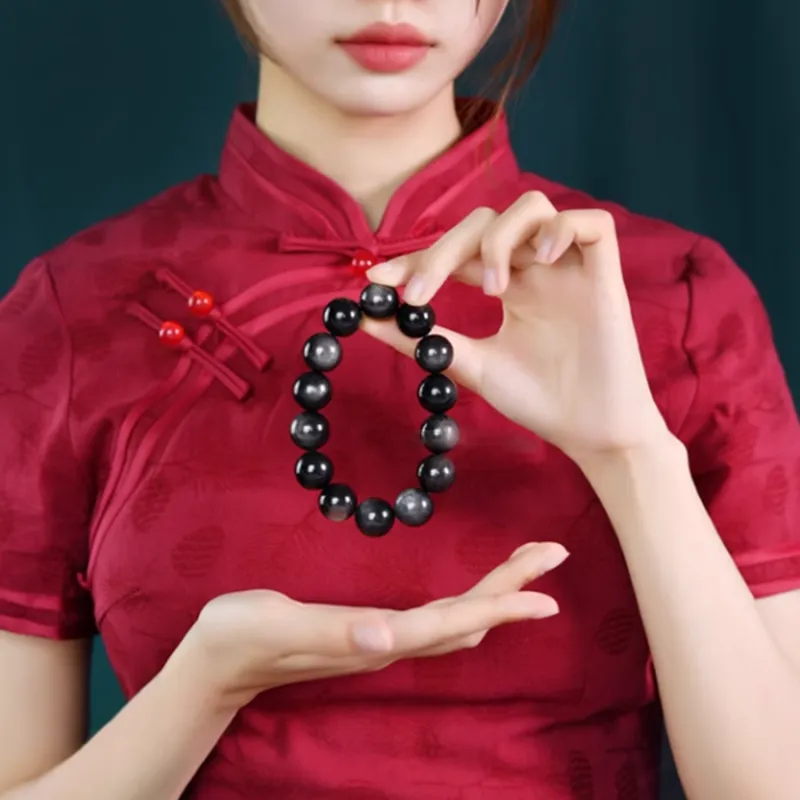 Moon Jewelry Natural Obsidian Bracelets Unisex-2
