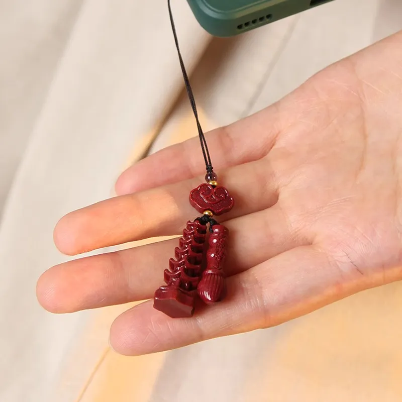 Moon Jewelry Reconstructed Cinnabar Cell Phone Chain Unisex-1