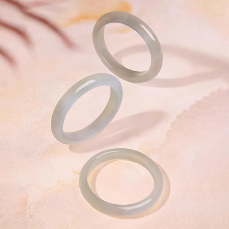 Moon Jewelry Natural Chalcedony Jade Bangles Unisex-2