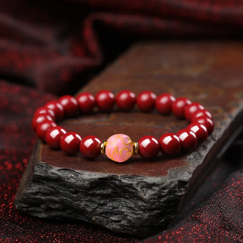 Moon Jewelry Reconstructed Cinnabar Bracelets Unisex-23