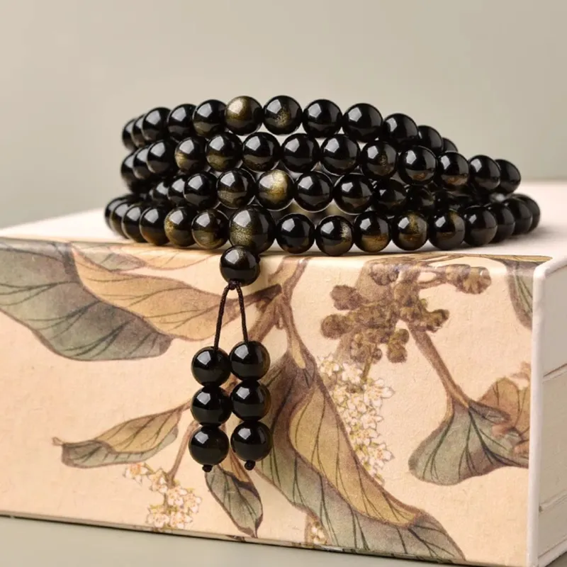 Moon Jewelry Natural Obsidian Bracelets Unisex-3