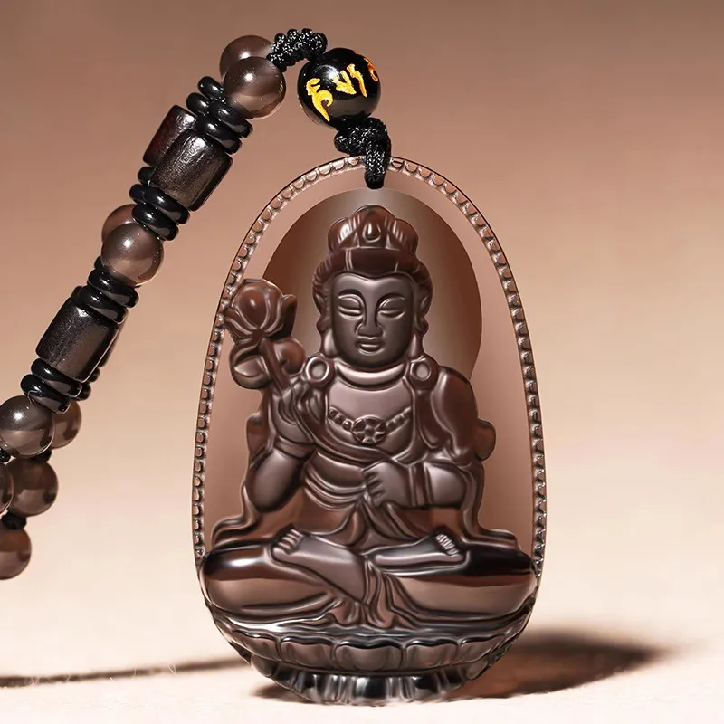 Moon Jewelry Natural Obsidian Necklaces Unisex-12