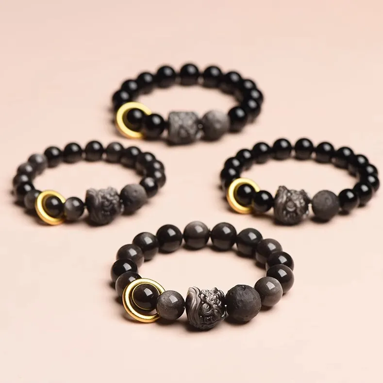 Moon Jewelry Obsidian Bracelets Unisex-2