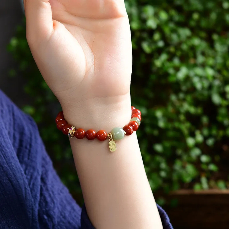 Moon Jewelry Reconstructed Cinnabar Bracelets Women's-1