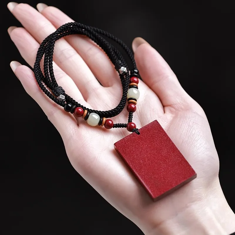 Moon Jewelry Reconstructed Cinnabar Jade Necklaces Unisex-1