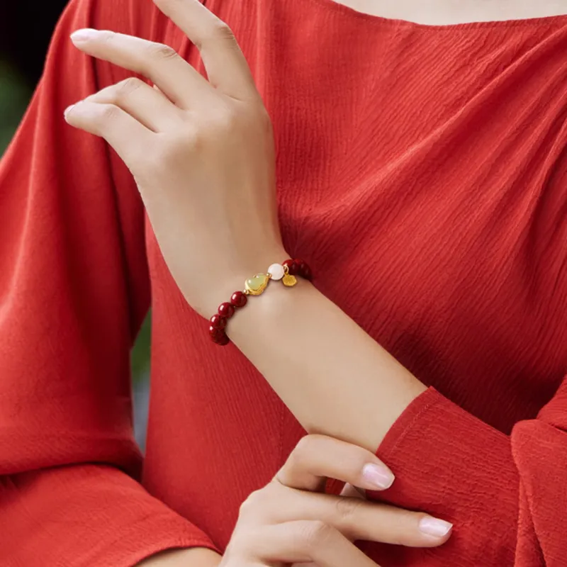 Moon Jewelry Cinnabar Jade Bracelets Unisex-1