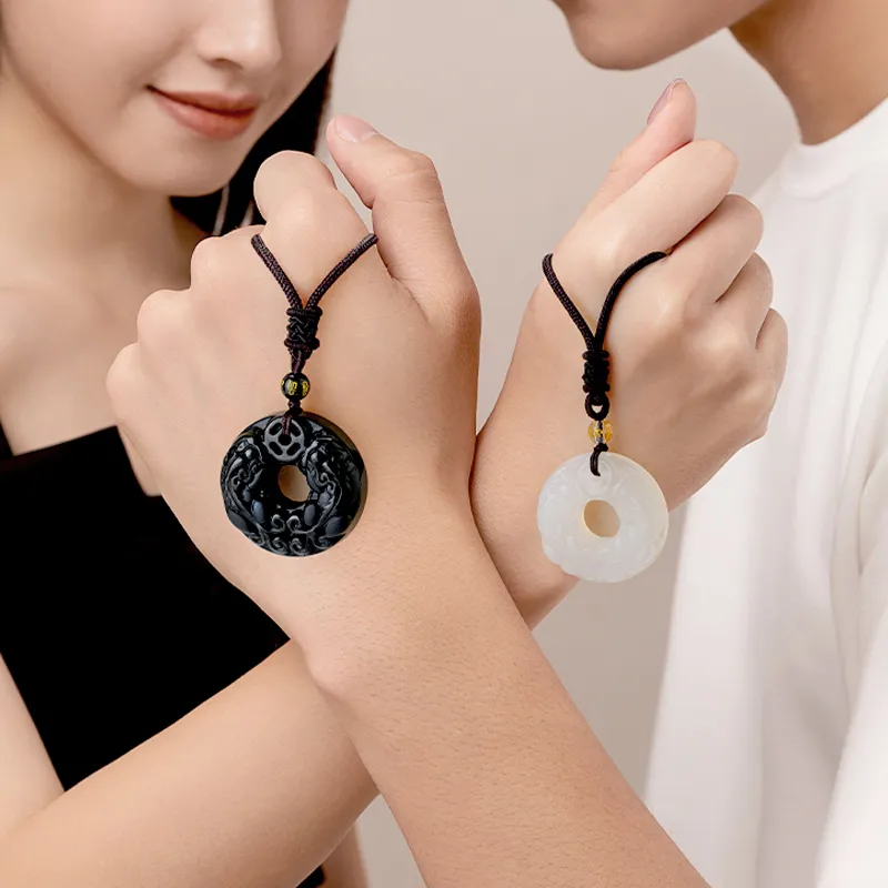 Moon Jewelry Obsidian Jade Necklaces Unisex-3
