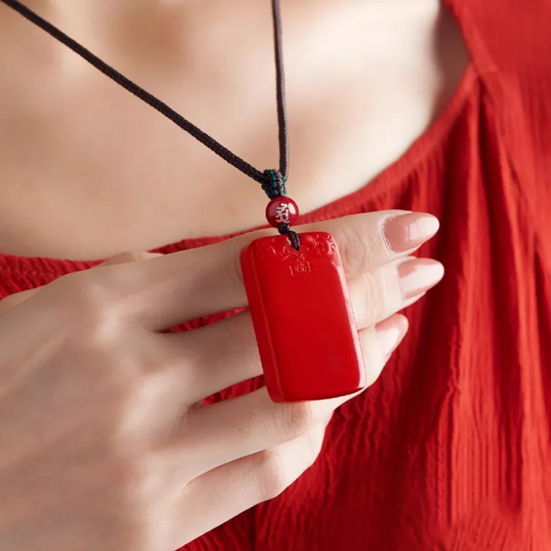 Moon Jewelry Reconstructed Cinnabar Necklaces Unisex-3