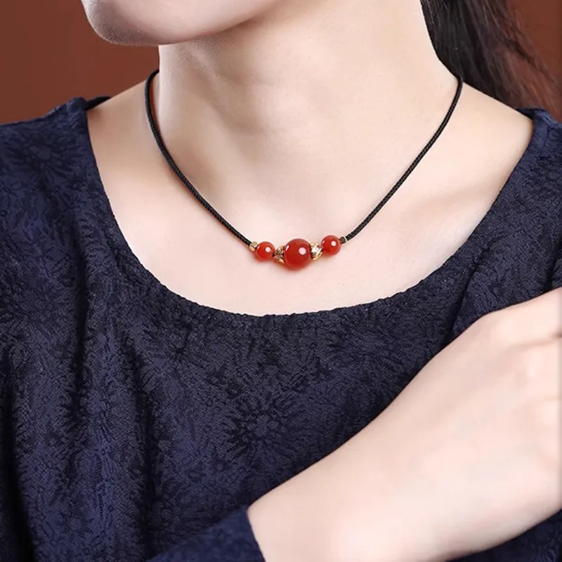 Moon Jewelry Agate Necklaces Unisex-22