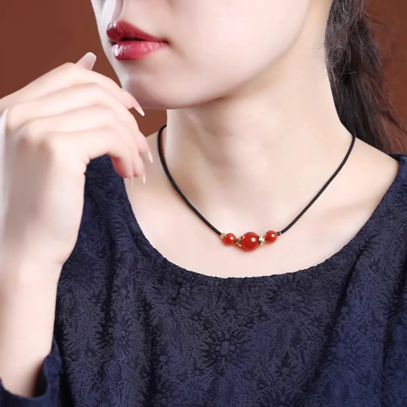 Moon Jewelry Agate Necklaces Unisex-23